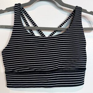 Lululemon Energy Bra Black White Stripe Approx M (Tag Removed)